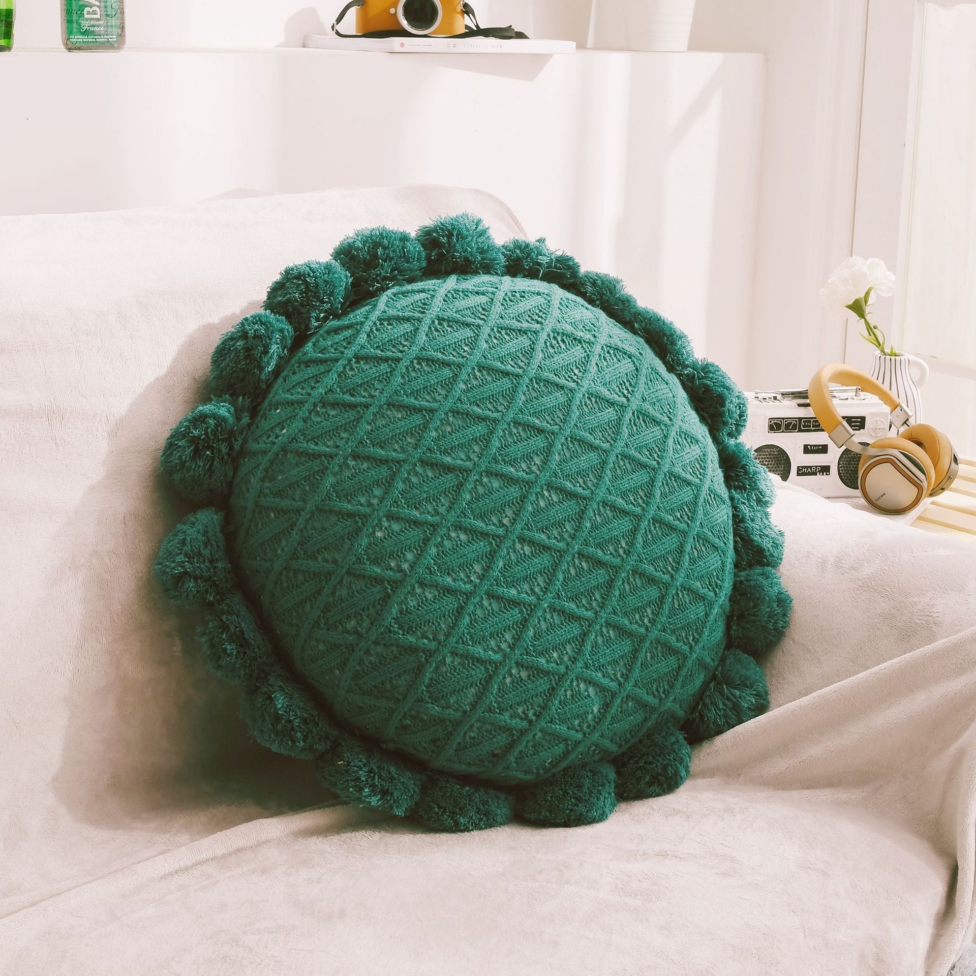 Ball Throw Pillow Futon Knitted Cushion - Snug & Homely
