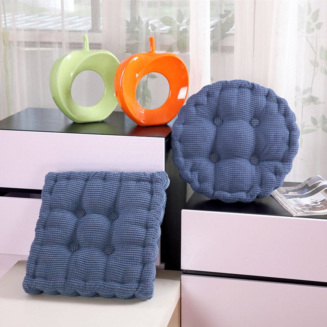 Blue Plush Round Cushion - Snug & Homely