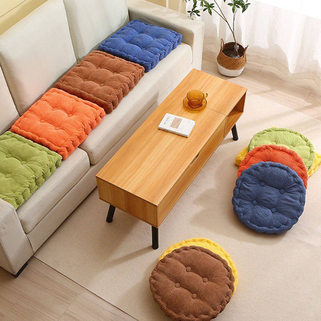 Blue Plush Round Cushion - Snug & Homely