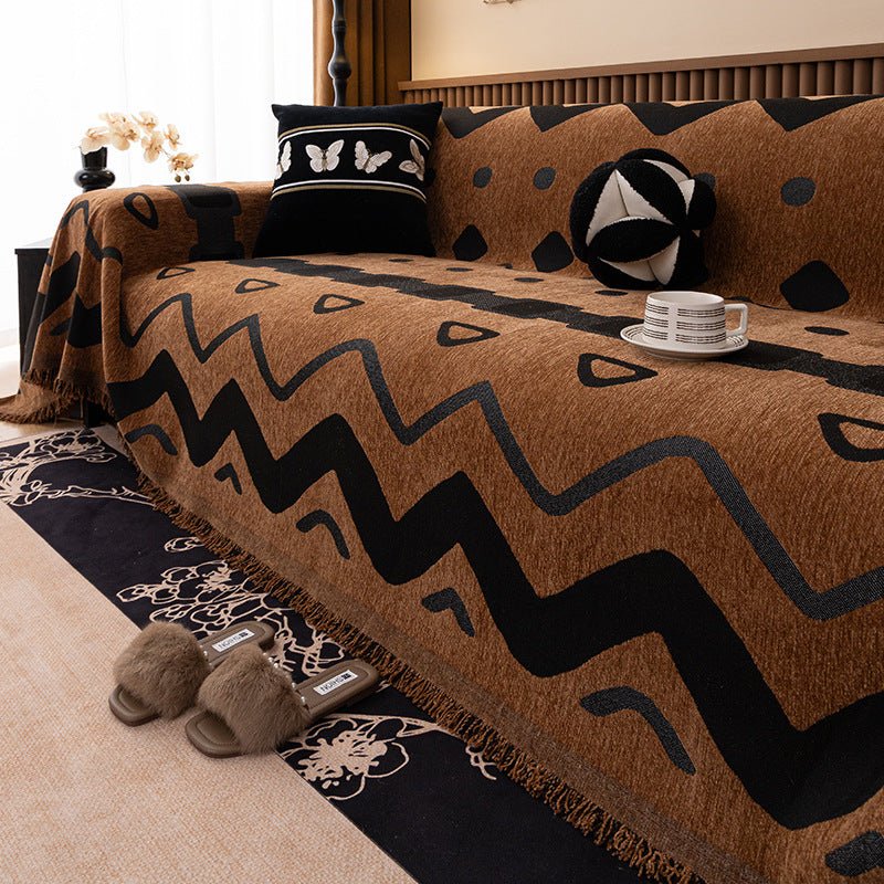 Chenille Four Seasons Universal Geometric Sofa Cover - Snug & Homely