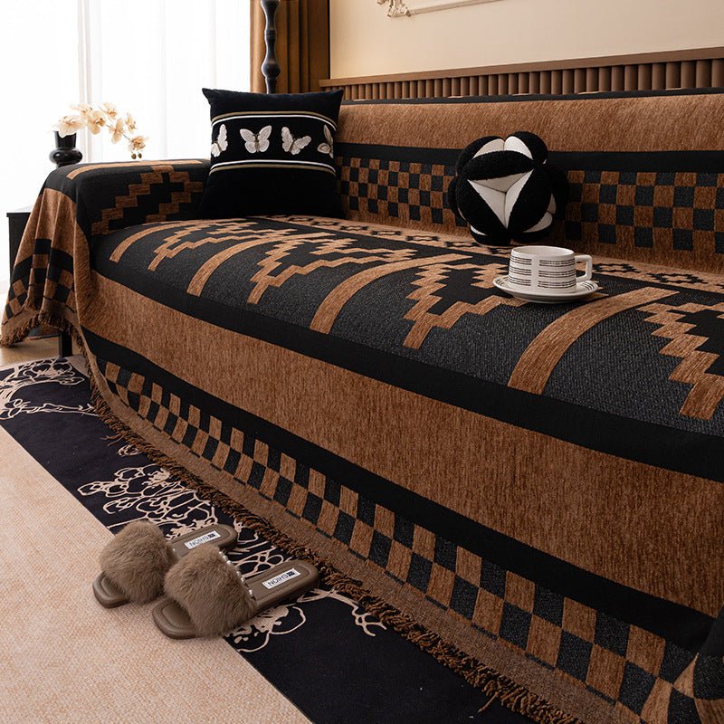 Chenille Four Seasons Universal Geometric Sofa Cover - Snug & Homely