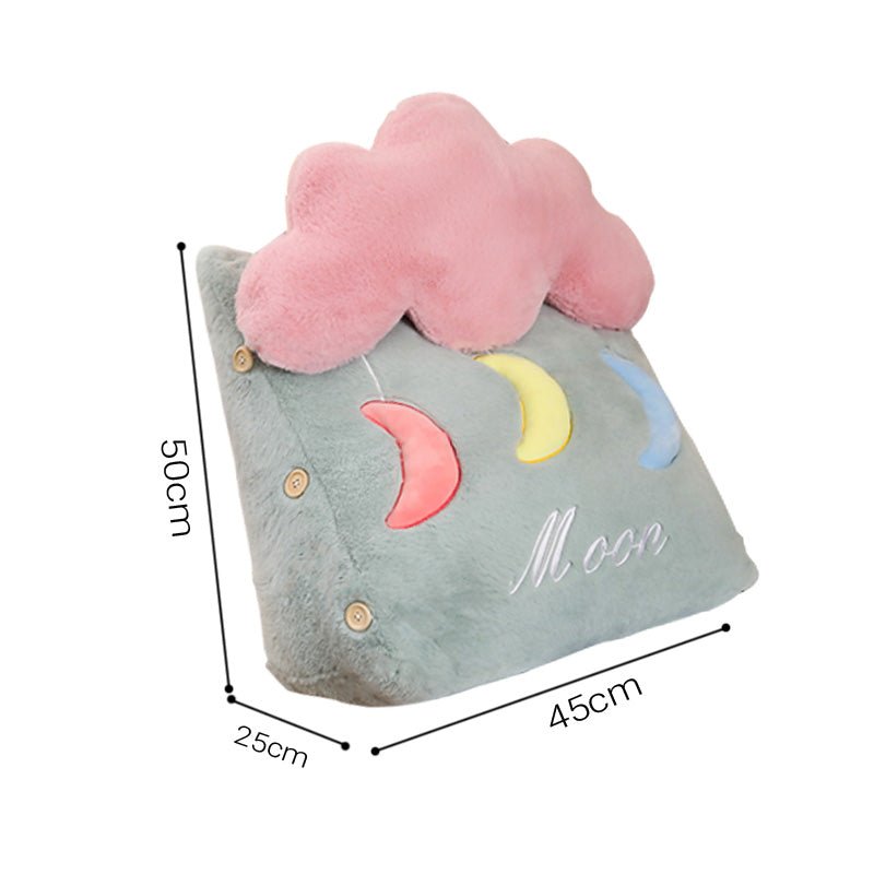 Cute Moon Cloud Wedge Cushion Green - Snug & Homely