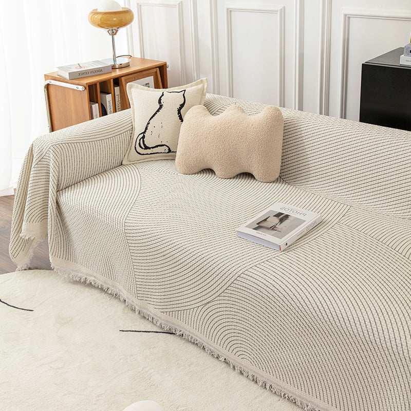 StriGuard – Striped Cotton Sofa Towel & Scratch Protector