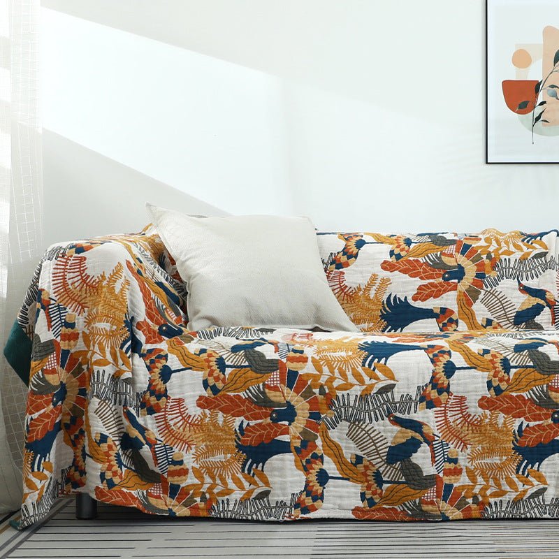 Florence Bloom – European-Style Cotton Gauze Sofa Towel - Snug & Homely