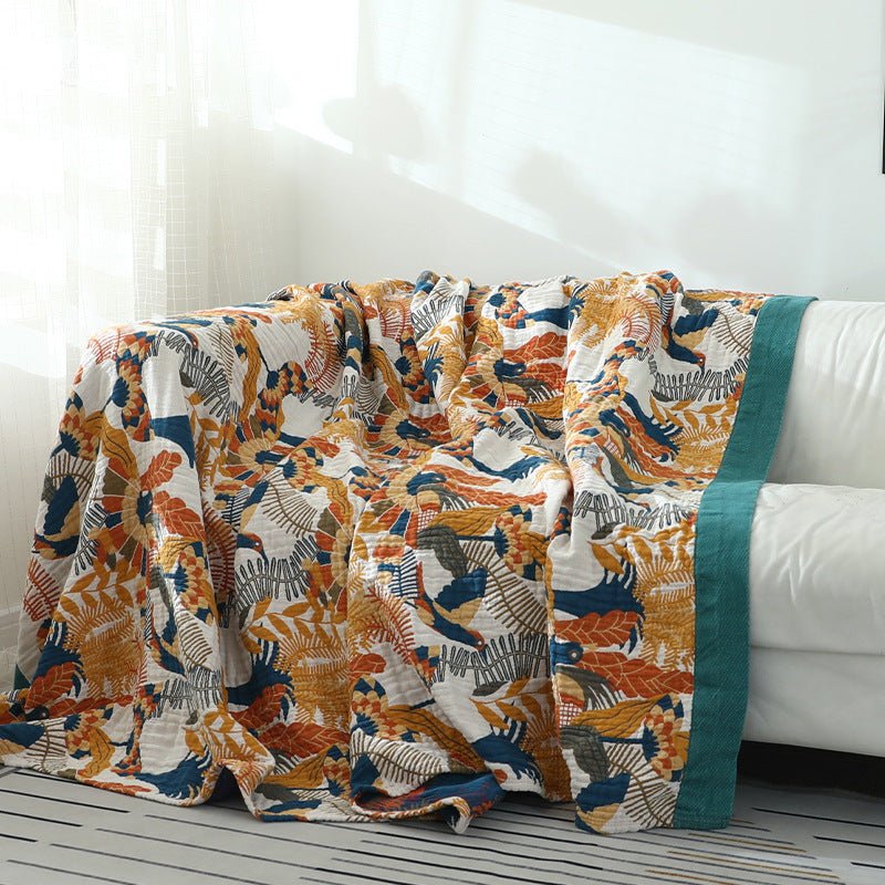 Florence Bloom – European-Style Cotton Gauze Sofa Towel - Snug & Homely