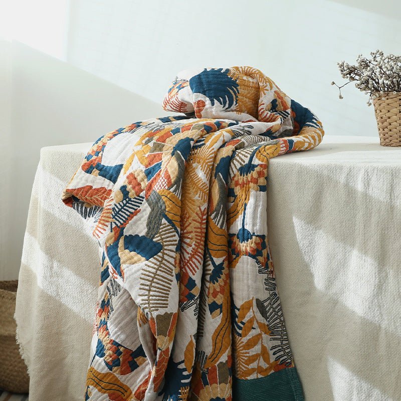 Florence Bloom – European-Style Cotton Gauze Sofa Towel - Snug & Homely