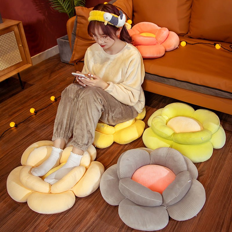 Grey Double Flower Shape Cushion - Snug & Homely