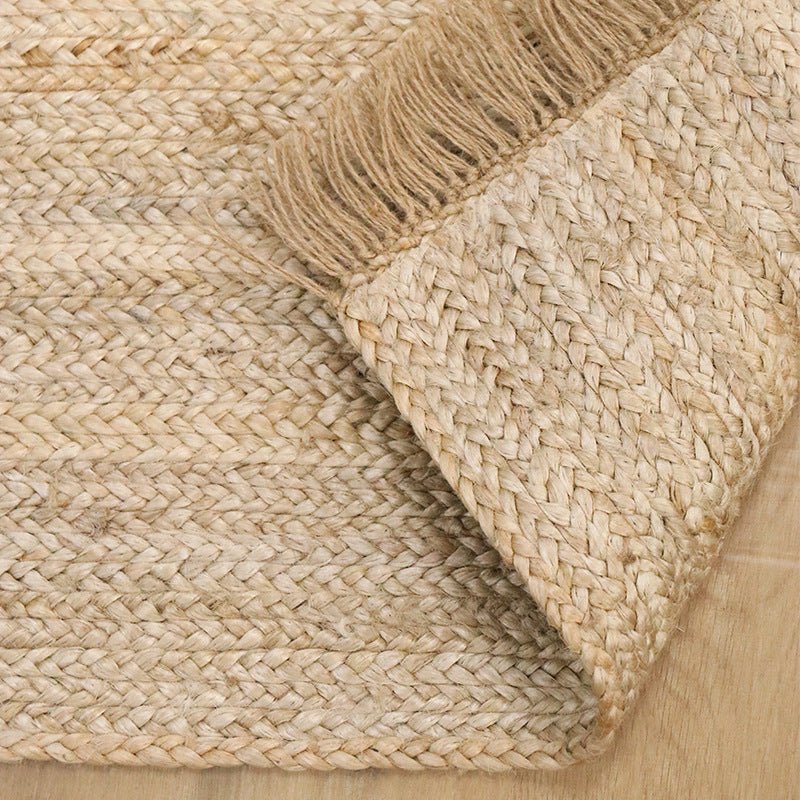 Natural Hand-woven Jute Rug Fringe Edge - Snug & Homely