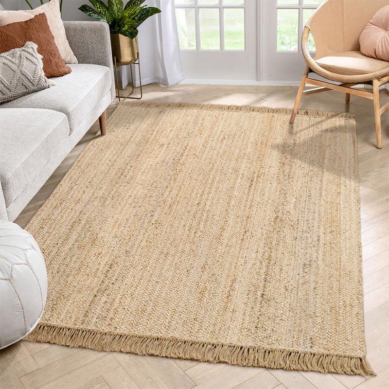 Natural Hand-woven Jute Rug Fringe Edge - Snug & Homely