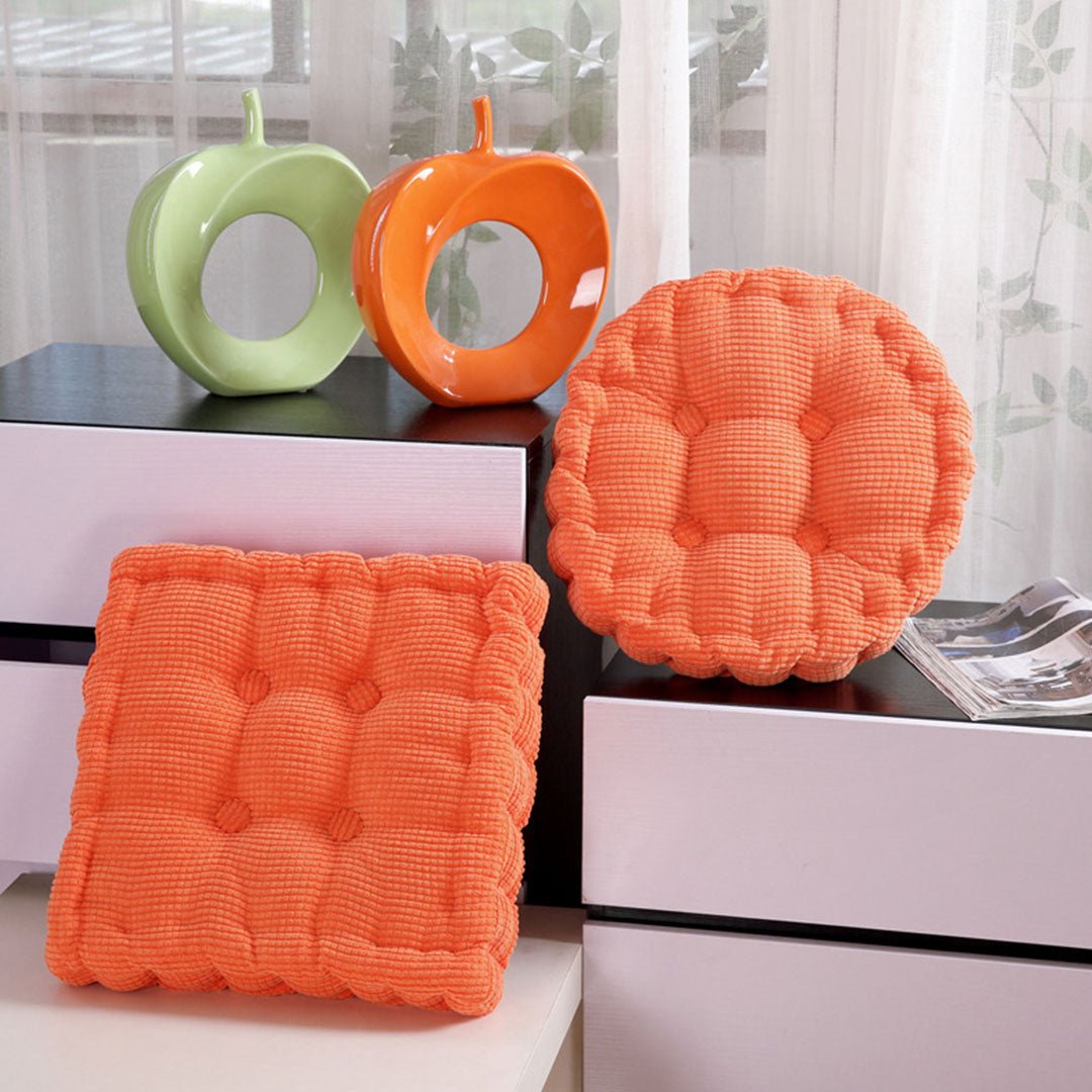 Orange Plush Round Cushion - Snug & Homely