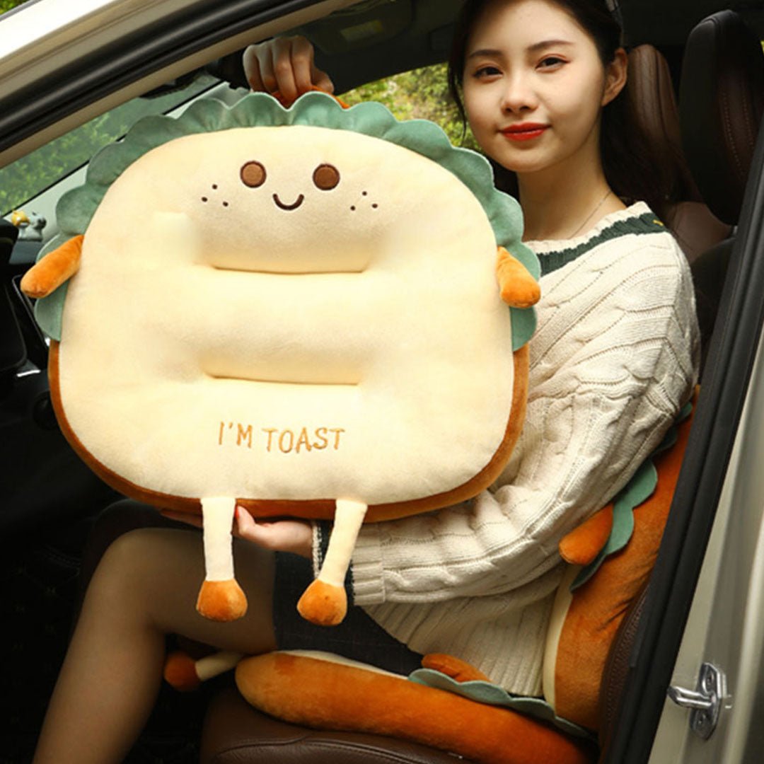 Smiley Face Toast Bread Cushion - Snug & Homely