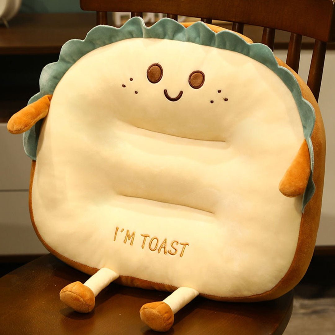 Smiley Face Toast Bread Cushion - Snug & Homely