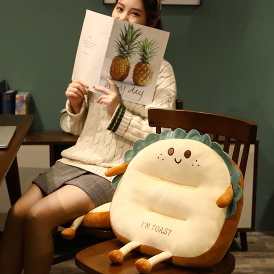 Smiley Face Toast Bread Cushion - Snug & Homely