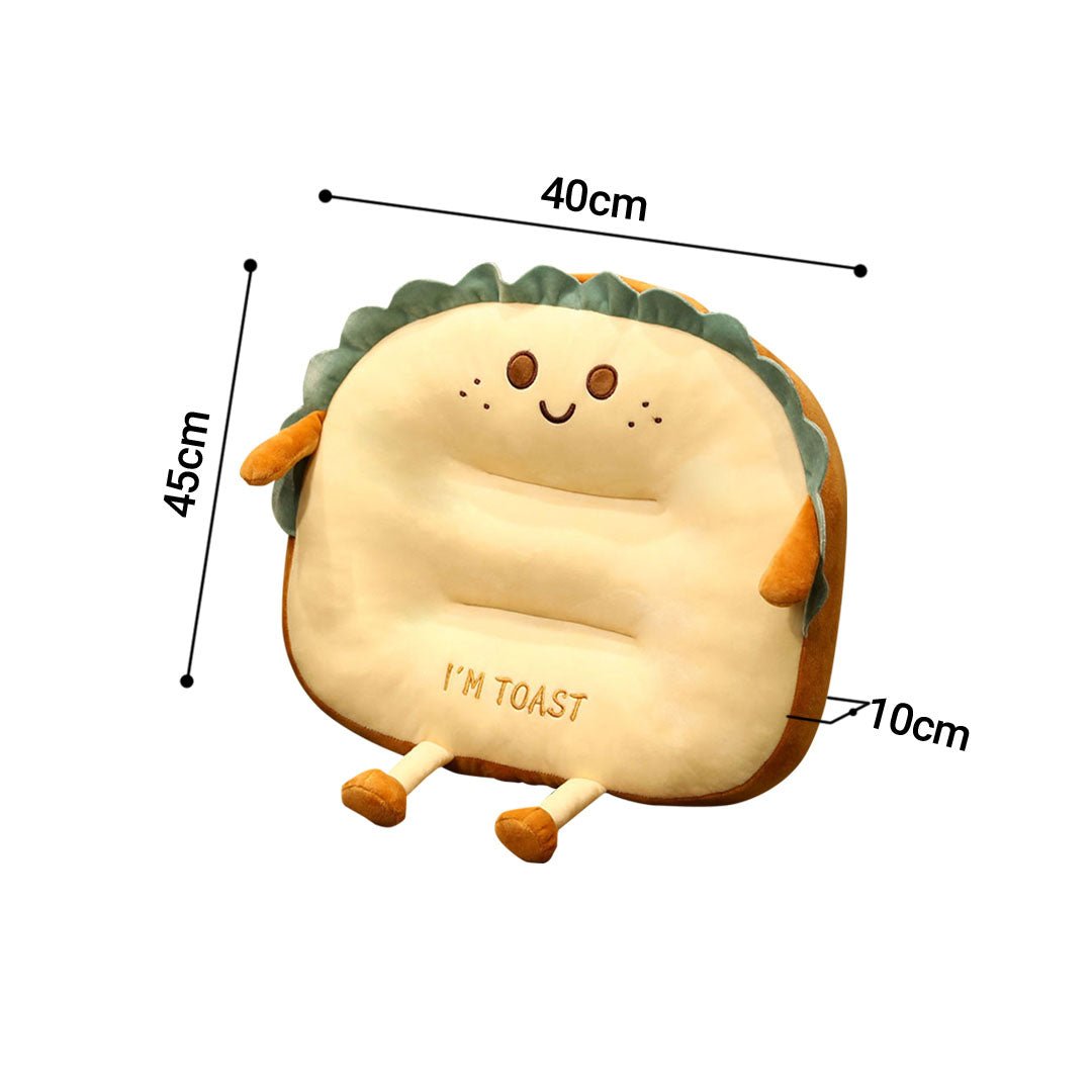 Smiley Face Toast Bread Cushion - Snug & Homely