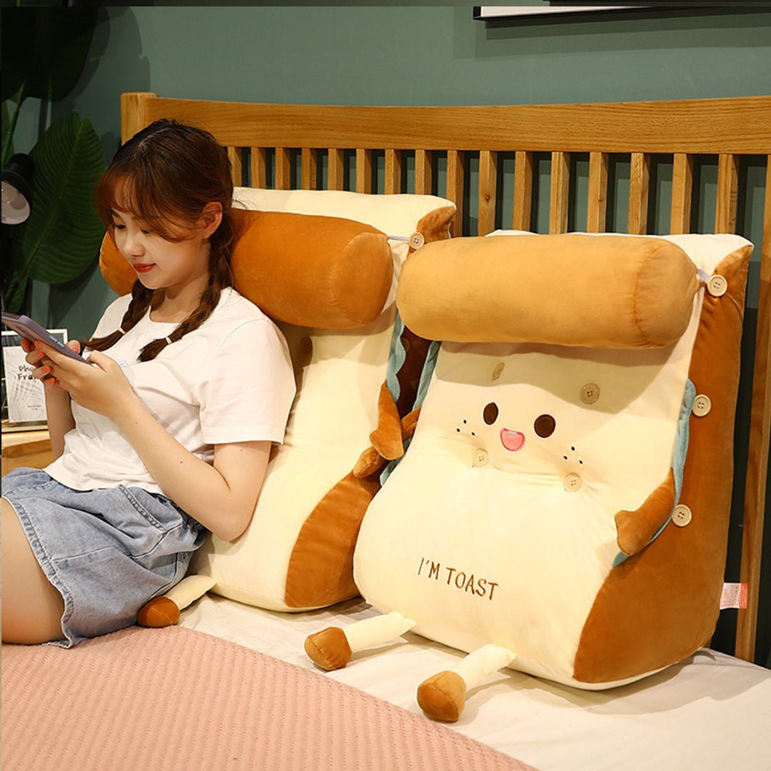 Smiley Face Toast Bread Wedge Cushion Small - Snug & Homely