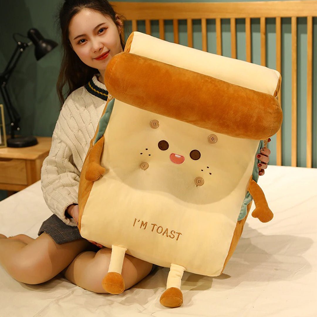 Smiley Face Toast Bread Wedge Cushion Small - Snug & Homely