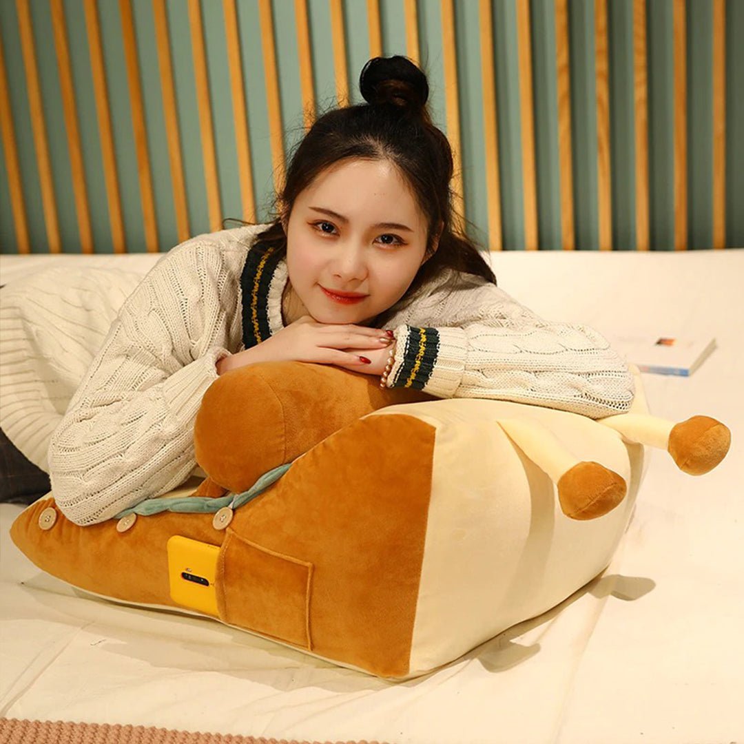 Smiley Face Toast Bread Wedge Cushion Small - Snug & Homely