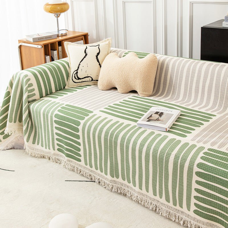 StriGuard – Striped Cotton Sofa Towel & Scratch Protector - Snug & Homely