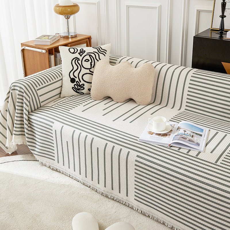 StriGuard – Striped Cotton Sofa Towel & Scratch Protector - Snug & Homely