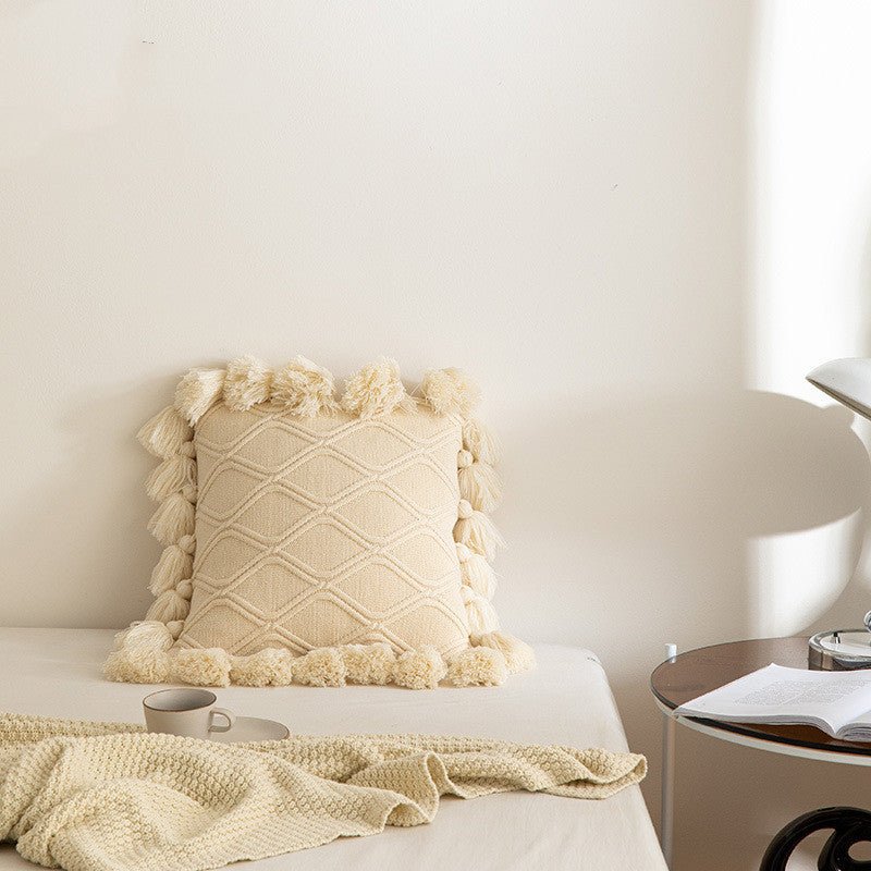 Tassel Knitted Throw Pillow - Snug & Homely
