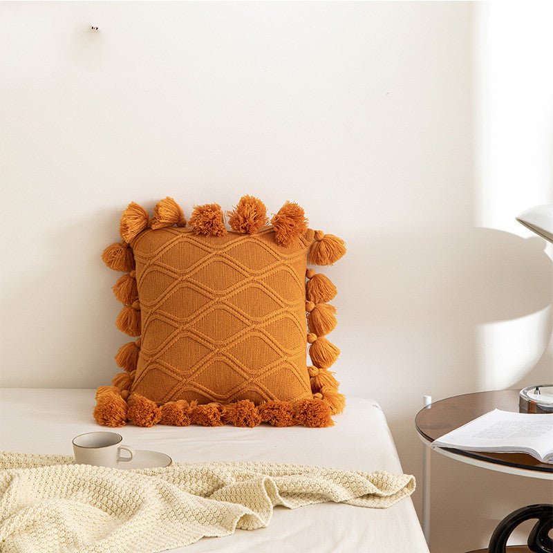 Tassel Knitted Throw Pillow - Snug & Homely