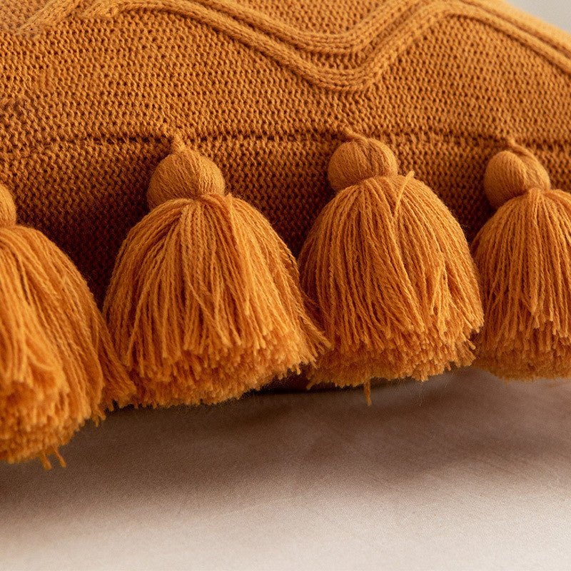 Tassel Knitted Throw Pillow - Snug & Homely