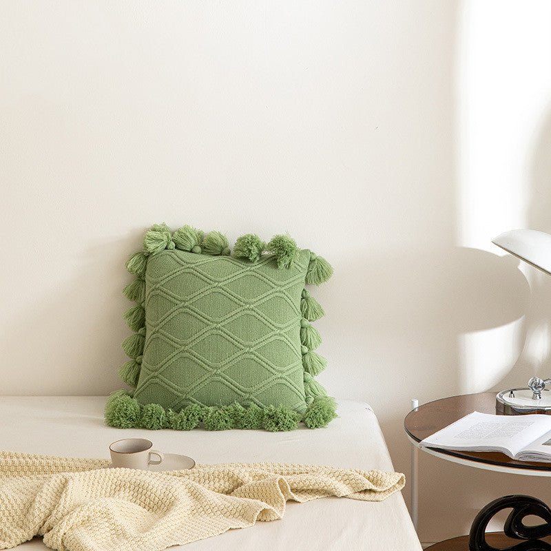 Tassel Knitted Throw Pillow - Snug & Homely