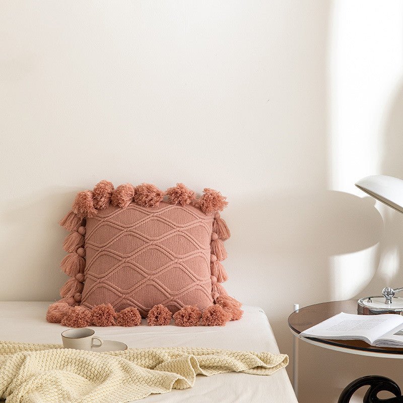 Tassel Knitted Throw Pillow - Snug & Homely