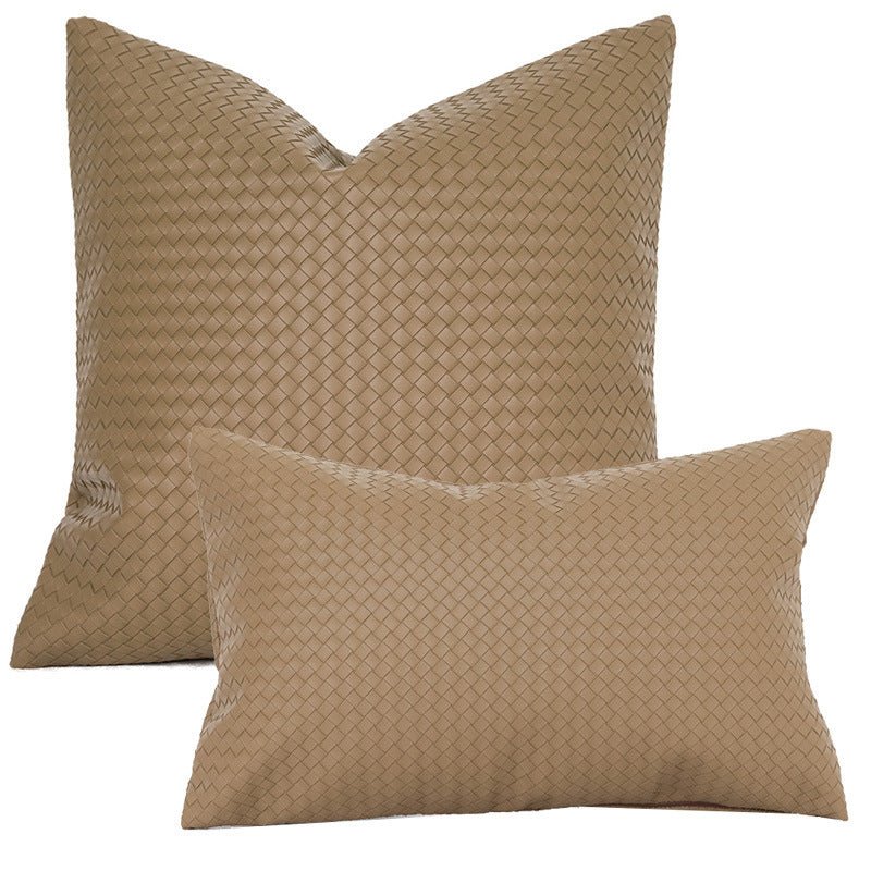 Woven Textured PU Leather Throw Pillow Cover - Snug & Homely