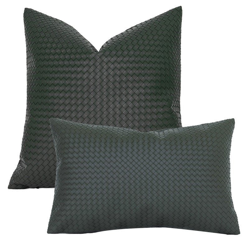 Woven Textured PU Leather Throw Pillow Cover - Snug & Homely