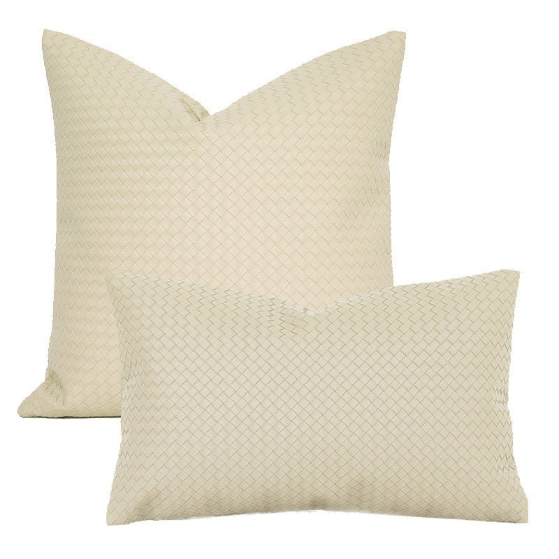 Woven Textured PU Leather Throw Pillow Cover - Snug & Homely