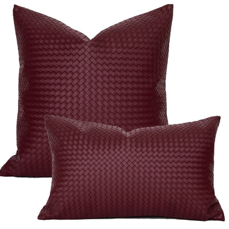 Woven Textured PU Leather Throw Pillow Cover - Snug & Homely