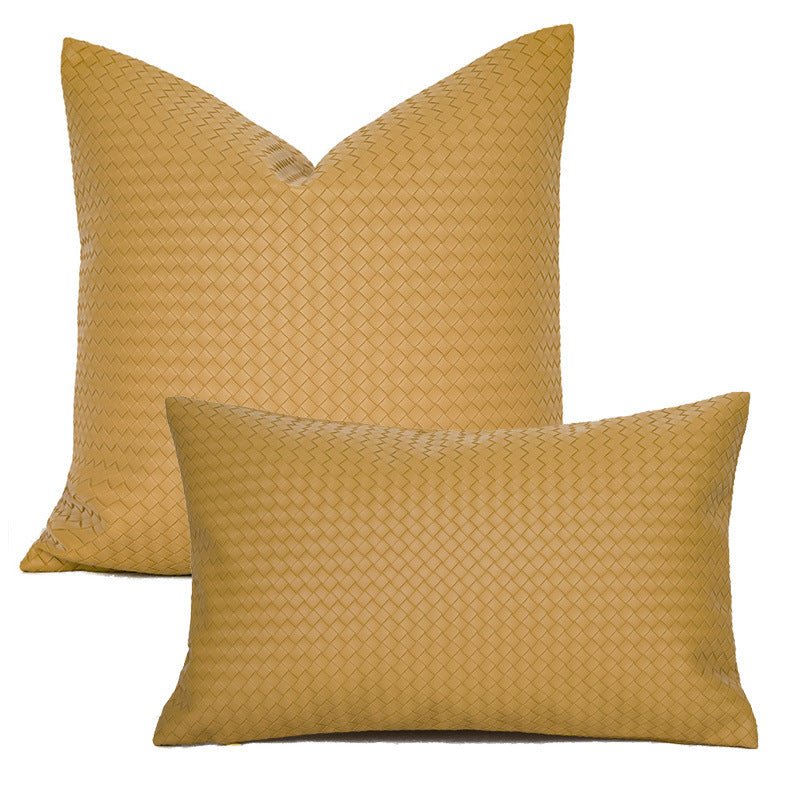 Woven Textured PU Leather Throw Pillow Cover - Snug & Homely