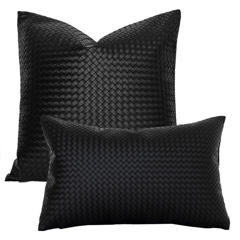 Woven Textured PU Leather Throw Pillow Cover - Snug & Homely