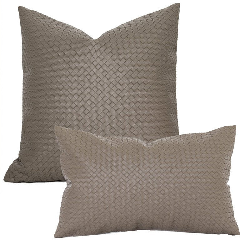 Woven Textured PU Leather Throw Pillow Cover - Snug & Homely