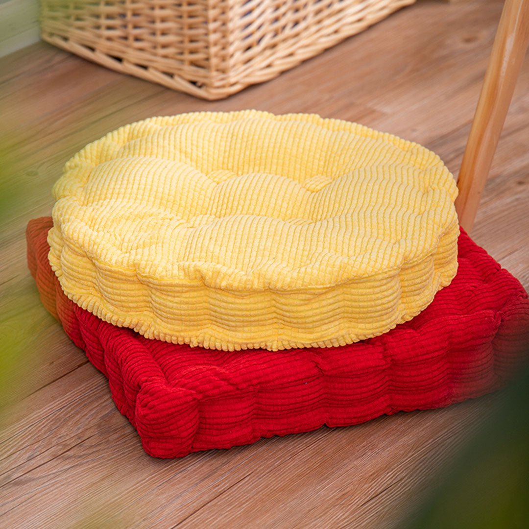 Yellow Plush Round Cushion - Snug & Homely