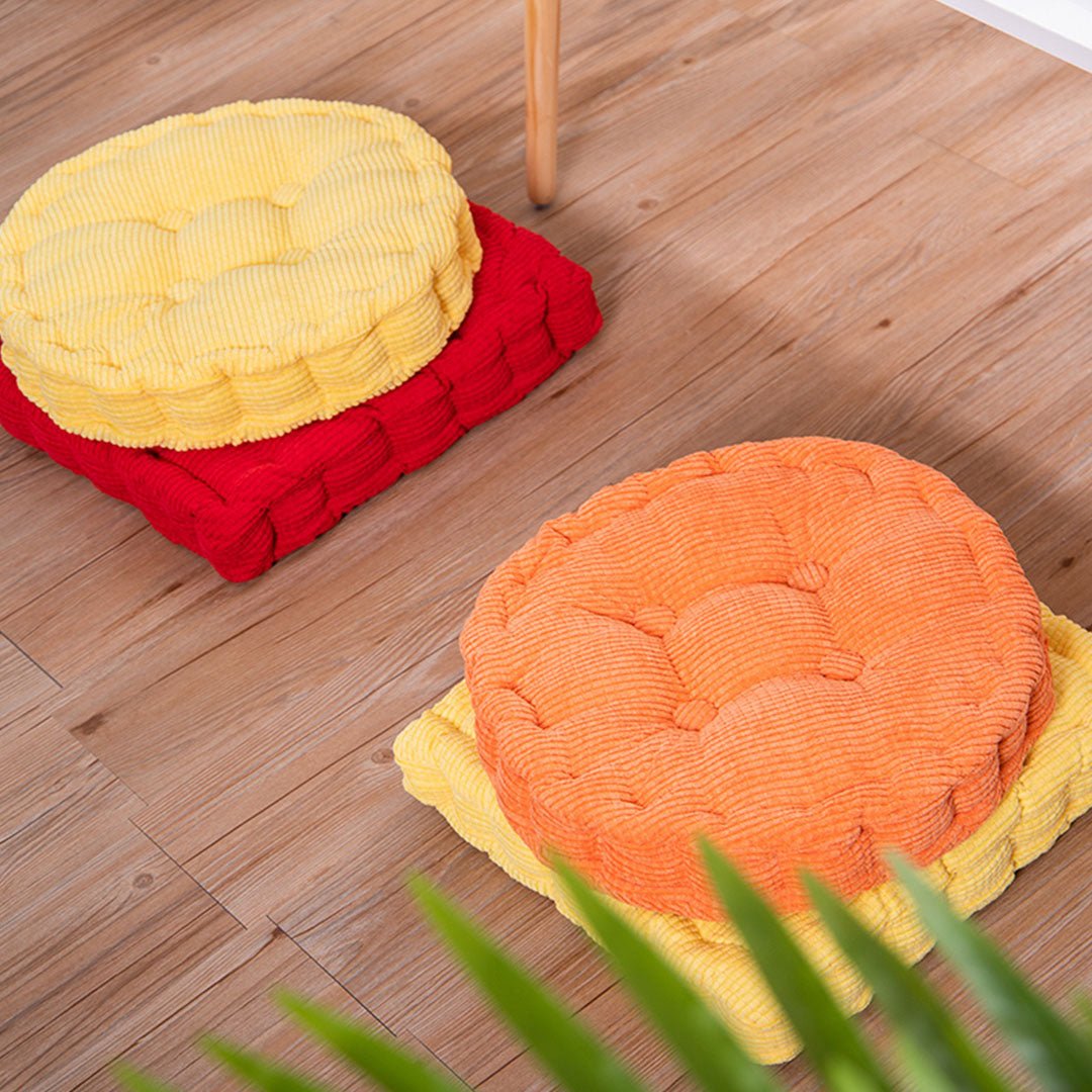 Yellow Plush Round Cushion - Snug & Homely