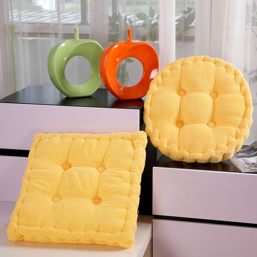 Yellow Plush Round Cushion - Snug & Homely