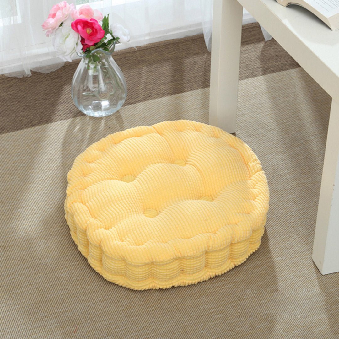 Yellow Plush Round Cushion - Snug & Homely