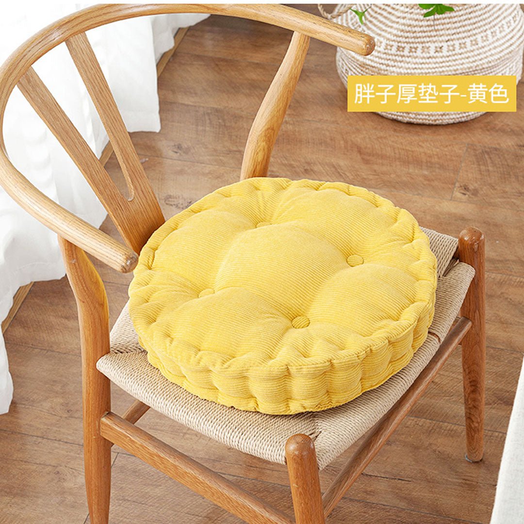 Yellow Plush Round Cushion - Snug & Homely