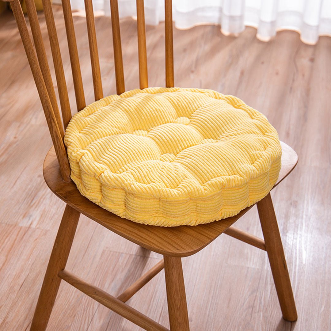 Yellow Plush Round Cushion - Snug & Homely