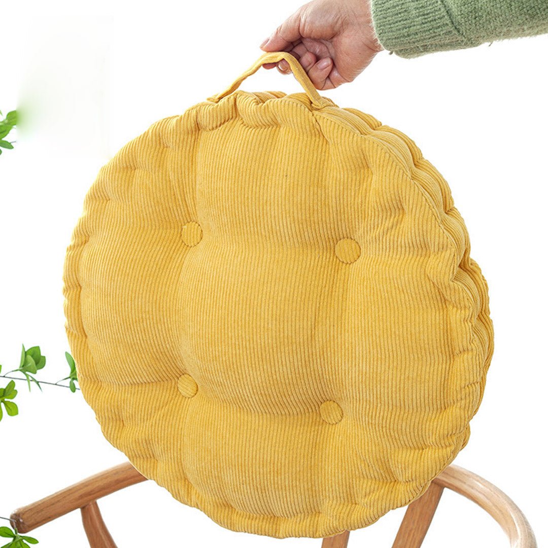 Yellow Plush Round Cushion - Snug & Homely