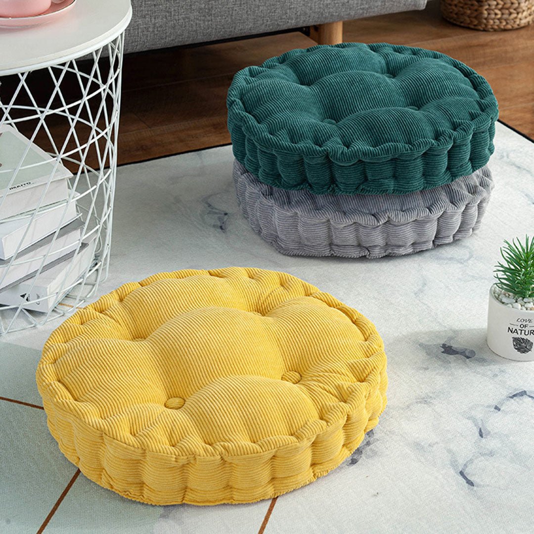 Yellow Plush Round Cushion - Snug & Homely
