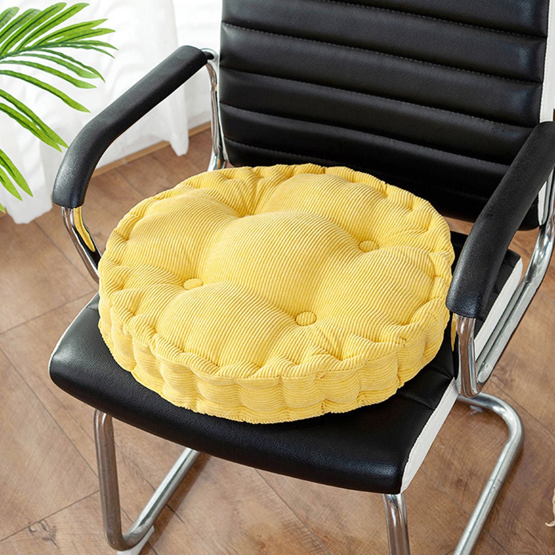 Yellow Plush Round Cushion - Snug & Homely