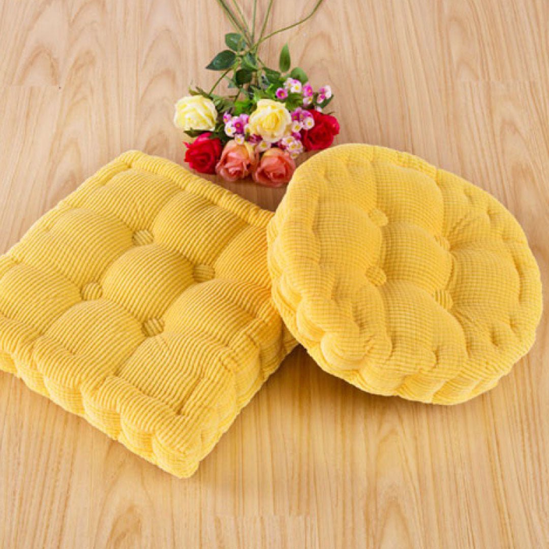 Yellow Plush Round Cushion - Snug & Homely
